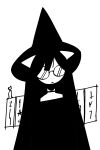 2025 anthro black_clothing black_dress black_hair black_hat black_headwear candle clothed clothed_anthro clothed_female clothing digital_drawing_(artwork) digital_media_(artwork) domestic_cat dress eyewear felid feline felis female female_anthro front_view glasses hair hat headgear headwear hi_res mammal portrait round_glasses simple_background solo wearing_glasses white_background white_body white_ears witch_hat xarop77