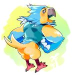  1boshi 2021 4_fingers 4_toes accipitrid accipitriform animal_crossing anisodactyl anthro athletic athletic_anthro athletic_male avian beak bird bird_feet black_claws blue_body blue_eyes blue_feathers blush bottomless butt claws clothed clothing eagle eyebrows feathers feet fingers full-length_portrait grey_beak hands_on_hips humanoid_hands keaton_(animal_crossing) looking_back male nintendo portrait raised_eyebrow raised_tail rear_view scutes simple_background smile solo tail_feathers talons toe_claws toes topwear vest video_games yellow_body yellow_feathers yellow_tail_feathers 