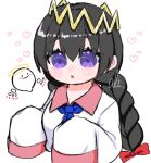  1girl alt_0218 black_hair bow commentary_request crown glasses hair_bow halo heart highres jimiko kirby_(series) kirby_64 long_hair purple_eyes red_bow ripple_star_queen simple_background sleeves_past_fingers sleeves_past_wrists white_background zero_two_(kirby) 