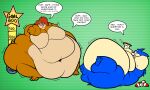 3_toes anthro archie_comics belly big_breasts blue_body blue_fur blush breasts breath brown_body brown_fur chili_dog chilidog chipmunk clothing colored dialogue digital_drawing_(artwork) digital_media_(artwork) duo english_text eulipotyphlan feet female floofyboyetime food footwear fur ground_squirrel growth_drive hair hedgehog hi_res hot_dog hybrid male male/female mammal nude nude_female nude_male obese obese_anthro obese_female obese_male out_of_breath overweight overweight_anthro overweight_female overweight_male panting quills_(anatomy) red_clothing red_footwear red_hair red_shoes rodent sally_acorn sciurid sega shoes shoes_removed sonic_the_hedgehog sonic_the_hedgehog_(archie) sonic_the_hedgehog_(comics) sonic_the_hedgehog_(series) speech_bubble stubby_arms tan_arms tan_belly tan_moobs tan_mouth text toes tree_squirrel weight_gain weight_gain_drive