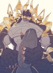  absurd_res anthro balls biceps big_penis chronos_(dragalia_lost) claws cygames dragalia_lost dragon erection genitals gold_(metal) hand_on_leg hi_res holding_penis juggermelon low-angle_view male masturbation muscular muscular_anthro muscular_male pecs penile penile_masturbation penis scalie simple_background solo veiny_muscles video_games white_background 