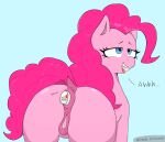  absurd_res anal anal_masturbation anal_penetration animal_genitalia animal_pussy anus blue_eyes bodily_fluids butt butt_focus clitoral_winking clitoris earth_pony endo_(artist) english_text equid equine equine_pussy female female_penetrated feral friendship_is_magic genital_fluids genitals hair half-closed_eyes hasbro hi_res horse looking_pleasured mammal masturbation my_little_pony narrowed_eyes open_mouth penetration pink_body pink_hair pink_skin pinkie_pie_(mlp) pony pussy pussy_juice sex_toy sex_toy_in_ass sex_toy_penetration signature simple_background smile solo text vibrator vibrator_in_ass 