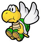 absurd_res ambiguous_gender anthro boots clothing feathered_wings feathers fist footwear full-length_portrait green_boots green_clothing green_footwear green_shell hi_res koopa koopa_paratroopa koopa_troopa mario_bros nintendo official_art open_mouth paper_mario portrait scalie shell shoes simple_background solo tail unknown_artist white_background white_wings wings