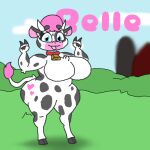  anthro big_breasts big_butt bovid bovine breasts butt cattle cowbell da_xxx_cat fan_character female fingers hair hooved_fingers hooves mammal pink_hair solo thick_thighs tongue tongue_out 