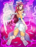  angel animal_humanoid big_butt breasts butt digital_media_(artwork) feathered_wings feathers female hair halo hi_res humanoid kneeling leonifa looking_at_viewer looking_back mammal mammal_humanoid not_furry smile smoking_pipe solo wings 