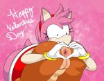  &lt;3 amy_rose anus archie_comics bottomless butt clothed clothing duo english_text female gaping gaping_anus genitals hi_res holidays looking_at_viewer presenting presenting_anus presenting_hindquarters presenting_pussy pussy sally_acorn simple_background sonic_the_hedgehog_(archie) sonic_the_hedgehog_(comics) sonic_the_hedgehog_(series) text tinydevilhorns tongue tongue_out valentine&#039;s_day 