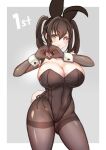  1girl ai_gon_deroga animal_ears bangs bare_shoulders black_eyes black_gloves black_hair black_hairband black_legwear black_leotard blush breasts bunny_ears bunny_tail cleavage closed_mouth commentary_request covered_navel elbow_gloves eyebrows_visible_through_hair fake_animal_ears gloves grey_background hair_between_eyes hairband heart heart_hands large_breasts legs_apart leotard looking_at_viewer md5_mismatch mole mole_on_breast original outside_border pantyhose playboy_bunny resolution_mismatch shiny shiny_clothes shiny_skin sidelocks simple_background smile solo source_larger standing tail thighband_pantyhose twintails two-tone_background white_background wrist_cuffs 