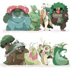  chesnaught decidueye gen_1_pokemon gen_2_pokemon gen_3_pokemon gen_4_pokemon gen_5_pokemon gen_6_pokemon gen_7_pokemon gen_8_pokemon highres hyaku_(g-kawayusu) leg_lift leg_up meganium pokemon pokemon_(creature) rillaboom sceptile serperior simple_background split standing standing_on_one_leg standing_split starter_pokemon torterra trembling venusaur 