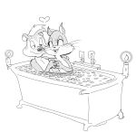  &lt;3 anthro bathing bathtub candle dbaru domestic_cat duo felid feline felis female hi_res looney_tunes male male/female mammal mephitid nude penelope_pussycat_(looney_tunes) pep&eacute;_le_pew petals romantic skunk warner_brothers 