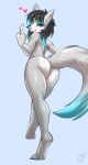 &lt;3 anthro beckoning butt canid canine canis female gesture kittell_(artist) looking_back mammal nude rear_view solo wolf 