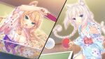  animal_ears breasts cat_ears cat_girl cat_tail cleavage highres japanese_clothes kimono maple_(nekopara) nekopara sayori_(neko_works) table_tennis tagme tail vanilla_(nekopara) 