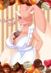  anthro apron apron_only between_breasts big_breasts blush breasts candy chocolate cleavage clothed clothing dessert female food hair hair_over_eye hi_res lagomorph lopunny mammal mostly_nude nintendo one_eye_obstructed pok&eacute;mon pok&eacute;mon_(species) solo ventopixivkikak video_games 