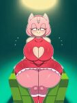 amy_rose animated anthro big_breasts blush boots bouncing_breasts bracelet breasts cleavage_cutout clothing cutout dress eulipotyphlan female footwear francyart34 gloves green_eyes handwear hedgehog jewelry mammal pink_body sega shoes sitting smile smiling_at_viewer solo sonic_the_hedgehog_(series) tan_body tan_skin thick_thighs wide_hips