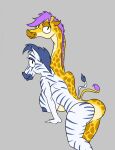  anthro breasts butt conjoined duo equid equine female genitals giraffe giraffid hi_res mammal pussy theyton zebra 