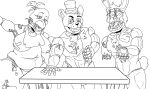 2025 animatronic anthro avian barrybensonberry bear bib bird bonnie_(fnaf) breasts butt chica_(fnaf) chicken clothing destroyed_clothing digital_drawing_(artwork) digital_media_(artwork) exposed_endoskeleton exposed_wires female five_nights_at_freddy's five_nights_at_freddy's_2 freddy_(fnaf) freddy_fazbear's_pizzeria_simulator fur furniture galliform group headgear headwear hi_res lagomorph leporid line_art machine male mammal monochrome muscular muscular_anthro muscular_male nipples nude overweight phasianid rabbit robot scottgames table teeth trio widescreen withered_bonnie_(fnaf) withered_chica_(fnaf) withered_freddy_(fnaf)