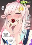  1girl airani_iofifteen airani_iofifteen_(1st_costume) artist_logo ball_gag ball_gag_progress_bar_(meme) blue_overalls blush collarbone english_commentary english_text gag gagged gradient_hair green_ribbon hair_bun hair_ribbon hand_on_own_cheek hand_on_own_face hololive hololive_indonesia landacdeus logo long_hair meme multicolored_hair multicolored_ribbon overalls paid_reward_available paint_splatter paint_splatter_on_face palette_hair_ornament pink_hair pink_ribbon polka_dot polka_dot_ribbon purple_eyes ribbon solo speech_bubble star_(symbol) star_in_eye striped_ribbon symbol_in_eye upper_body virtual_youtuber 