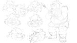  16:9 2021 anthro bulge clothing dragon_quest eto1212 genitals hi_res humanoid_hands kemono male male/male mammal monochrome multiple_poses orc_(dragon_quest) overweight overweight_male penis pose simple_background sketch solo square_enix suid suina sus_(pig) tongue tongue_out underwear video_games weapon white_background widescreen wild_boar 