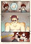  2021 absurd_res anthro brown_hair cervid clothed clothing comic digital_media_(artwork) english_text f-r95 hair hi_res male mammal open_mouth teeth text tongue 