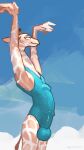  7b7a2f 9:16 absurd_res animal_genitalia animal_penis anthro arms_above_head balls balls_outline blue_background bulge clothing detailed_bulge equine_genitalia equine_penis erection erection_under_clothing genital_outline genitals giraffe giraffid hi_res male male_anthro mammal markings medial_ring medial_ring_outline one-piece_swimsuit orange_body penis penis_outline raised_arms side_view simple_background solo spots spotted_body standing swimwear tight_clothing tight_swimwear white_background white_body 