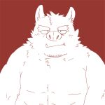  1:1 2021 aginalga anthro belly biped cute_fangs hi_res kemono male mammal red_background simple_background sketch slightly_chubby solo suid suina sus_(pig) wild_boar 