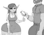  5:4 big_butt breasts butt cellphone duo elf female hi_res huge_butt human humanoid male mammal monochrome not_furry phone simple_background thick_thighs white_background wide_hips yelftea 