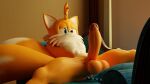  16:9 3d_(artwork) 4k absurd_res anthro balls blender_(software) canid canine digital_media_(artwork) erection fox genitals hi_res humanoid_genitalia humanoid_penis looking_at_viewer male mammal miles_prower nude penis presenting presenting_penis simple_background smile solo sonic_the_hedgehog_(series) twintailssfm video_games widescreen 