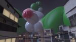  16:9 3d_(artwork) anthro balls city digital_media_(artwork) dinosaur genitals hi_res kaydendino looming macro macroloverkayden male male/male mario_bros night nintendo nude penis reptile scalie solo source_filmmaker video_games widescreen yoshi 