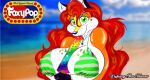  aurora_spencer beach between_breasts big_breasts bra breasts canid canine clothing cloud female food fox green_eyes hair licking looking_at_viewer mammal nipple_outline popsicle red_fox red_hair sea seaside sky solo summer superbabsy123 tongue tongue_out underwear water 