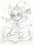  book domestic_cat felid feline felis hi_res humor league_of_legends leagueoflegends looking_at_viewer magic mammal paws pencil_(disambiguation) riot_games sketch support traditional_media_(artwork) video_games yuumi 