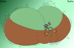 2026 activision air_inflation artist_name beeblimp big_butt big_clitoris big_vulva black_eyebrows blue_hair blush bottomwear breasts brown_bottomwear brown_clothing brown_fingerless_gloves brown_footwear brown_gloves brown_handwear brown_mask brown_pants brown_shoes brown_skirt brown_topwear butt butt_cleavage butt_expansion butt_squish camel_toe clitoris clitoris_expansion clothing colored digital_media_(artwork) elf expansion eyebrows female fingerless_gloves flat_colors footwear genital_expansion genitals gloves green_background green_body green_ears hair hand_on_butt hand_on_own_pussy hand_on_vulva handwear hi_res huge_butt huge_clitoris humanoid humanoid_pointy_ears hyper hyper_butt hyper_clitoris hyper_genitalia hyper_inflation hyper_vulva immobile inflation mask motion_lines navel no_pupils not_furry onomatopoeia pants pointy_ears pussy_squish reathe shoes simple_background sitting skirt skylanders small_breasts solo sound_effects squish stealth_elf_(skylanders) swelling text three-quarter_view tight_clothing topwear vulva vulva_expansion white_eyes