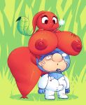  2020 alien alph_(pikmin) areola astronaut_suit big_breasts blush breasts bulge elemental_creature eyelashes female flora_fauna grass hi_res huge_breasts humanoid humanoid_pointy_ears huztar looking_up male male/female nintendo nipples not_furry nude open_mouth pikmin pikmin_(species) plant red_body red_pikmin size_difference standing thick_thighs video_games wide_hips 