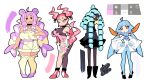  absurdres alternate_color black_boots black_dress blue_hair blue_pantyhose boots bourbunbun bow braid double_bun dreadlocks dress fat fishnet_socks fishnet_top fishnets frilled_thigh_strap gloves hair_bun high_heels highres kirlia long_legs magmar orange_bow pantyhose personification playboy_bunny pokemon purple_hair red_hair shiny_pokemon shirt shorts snorunt socks spheal stirrup_legwear thigh_strap toeless_legwear twin_braids white_gloves white_shirt 