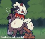 2025 2_horns anthro anus balls big_anus big_butt black_eyes blush blush_lines bovid breath brown_horn butt capelet capelet_only caprine clothing crouching cult_of_the_lamb domestic_sheep evergreen_tree feces feces_pile flaccid freakette fur genitals grass grey_anus grey_balls grey_body grey_ears grey_penis grey_skin half-closed_eyes hi_res holding_melee_weapon holding_object holding_sword holding_weapon horn huge_butt lamb_(cult_of_the_lamb) male male_anthro male_pooping mammal massive_monster_(studio) melee_weapon mostly_nude mostly_nude_anthro mostly_nude_male narrowed_eyes nature open_mouth outside penis pine_tree plant pooping red_capelet red_clothing scratches sheep short_horn small_horn solo sword tail teeth text tree url weapon white_body white_fur white_tail wool_(fur)