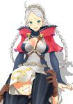  1boy 1girl absurdres ahoge blue_eyes braid commission commissioner_upload fire_emblem fire_emblem_fates fire_emblem_heroes gloves grey_hair hairband hand_on_thighs head_between_thighs highres igni_tion kiran_(fire_emblem) nina_(fire_emblem) open_mouth scissorhold thighs twintails 
