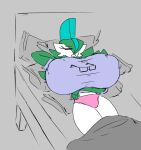  big_breasts breasts clothing crossgender eyewear female gallade glasses hi_res huge_breasts nintendo pillow pok&eacute;mon pok&eacute;mon_(species) shewiff sleeping solo video_games 