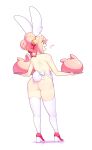 &lt;3 animal_humanoid apron breasts butt clothed clothing female fizintine fizition footwear hair hi_res humanoid lagomorph lagomorph_humanoid legwear leporid leporid_humanoid mammal mammal_humanoid mostly_nude no_underwear open_mouth pink_hair plate rabbit rabbit_humanoid red_clothing red_footwear red_shoes scut_tail shoes side_boob solo thick_thighs thigh_highs white_apron white_clothing white_thigh_highs 