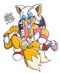  anthro balls big_penis breasts canine cum cum_on_face cum_on_tongue cumshot duo female fox green_eyes handjob huge_penis interspecies licking male mammal miles_prower nipples nude oral oral_sex orgasm penis rouge_the_bat sega sex sonic_(series) sonic_team straight tails thebigmansini tongue 