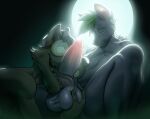 2017 amprat anthro anthro_on_anthro ball_grab ball_squish balls big_penis buckteeth duo erection eyewear eyewear_only fangs fellatio from_behind_position front_view full_moon fur genitals gerrkk glans goggles goggles_only green_body green_eyes green_fur green_hair grey_body grey_fur hair half-closed_eyes hand_on_head hi_res humanoid_genitalia humanoid_penis intraspecies league_of_legends light looking_at_another looking_at_partner looking_down looking_pleasured looking_up male male/male mammal mischievous_smile moon moonlight murid murine narrowed_eyes nude open_mouth open_smile oral penile penis pink_eyes rat riot_games rodent sex sharp_teeth smile spread_legs spreading squish teeth tencent tongue tongue_on_balls tongue_out twitch_(lol)