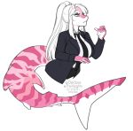  2021 5_fingers alpha_channel anthro breasts clothed clothing digital_media_(artwork) female fingers fish hair hi_res kittydee marine non-mammal_breasts shark simple_background transparent_background white_hair 