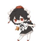  1girl animated animated_gif black_hair black_ribbon black_skirt black_wings blush_stickers chibi closed_mouth collared_shirt commentary_request dancing feathered_wings full_body hat holding holding_leaf jitome leaf leaf_fan legs_apart looking_at_viewer looping_animation lowres neck_ribbon puffy_short_sleeves puffy_sleeves qiukui022 red_eyes red_hat ribbon see-through_clothes shameimaru_aya shirt shoes short_hair short_sleeves skirt smile solo thighhighs tokin_hat touhou white_shirt white_shoes white_thighhighs wings 