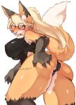  4_fingers anthro bedroom_eyes big_breasts big_butt big_tail blush breasts butt buttplug canid canine claws clothed clothing curvy_figure ear_piercing ear_ring eyewear facial_piercing female fingers fluffy fluffy_tail fox glasses gloves_(marking) hi_res huge_breasts kemono kinokoningen looking_at_viewer looking_down low-angle_view mammal markings narrowed_eyes nipple_outline nose_piercing nose_ring piercing presenting presenting_hindquarters prick_ears seductive septum_piercing sex_toy skimpy solo spread_butt spreading thick_thighs tongue tongue_out tongue_piercing voluptuous wide_hips 