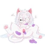 antennae_(anatomy) anus black_sclera bodily_fluids breasts clitoral_hood clitoris digitigrade eyelashes felid feline female feral genital_fluids genitals hair half-closed_eyes heart_symbol hi_res insect_wings legs_up lepidopteran_wings lying mammal narrowed_eyes nipples nude on_back pawpads paws penetration pink_nose pink_pawpads pink_paws presenting presenting_vulva sex simple_background slime solo spread_legs spread_vulva spreading sweat tail tail_tuft tears teats text thick_thighs ttaki tuft vaginal vaginal_fluids vaginal_penetration vulva wavy_hair white_body white_eyelashes white_eyes wings