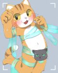 2024 anthro blush bodily_fluids censored countershading domestic_cat fangs felid feline felis fur hi_res kemoizumi kemono kuehiko_roshihara looking_at_viewer male mammal navel no_sclera nude open_mouth orange_body orange_fur portrait raised_arm simple_background solo sweat tapio_chatarozawa teeth working_buddies! yellow_eyes