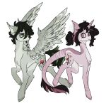 2026 andrew_graves ashley_graves black_hair brother_(lore) brother_and_sister_(lore) cutie_mark duo equid equine eye_contact feathered_wings feathers female frown fur green_highlights green_tail grey_body grey_fur hair hasbro hi_res highlights_(coloring) hooves horn looking_at_another looking_back luzcckity male mammal medium_hair my_little_pony mythological_creature mythological_equine mythology pegasus pink_body pink_highlights pink_tail ponification sibling_(lore) signature simple_background sister_(lore) smile snout tail the_coffin_of_andy_and_leyley tuft unicorn unicorn_horn white_background wings