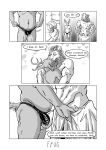  &lt;3 2021 abs absurd_res anthro anthro_on_anthro antlers back_muscles beastars belly black_and_white bulge cervid clothing comic dialogue duo english_text felid ffog grope groping_crotch hand_on_bulge hi_res horn hug ibuki_(beastars) lion male male/male mammal mane monochrome motion_lines muscular muscular_anthro muscular_male navel oguma_(beastars) onomatopoeia overweight overweight_anthro overweight_male pantherine romantic_couple shower sound_effects standing text thong towel towel_only underwear wet wet_body 