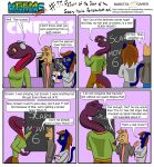 absurd_res ada_(gem_hunters) alfonso_(gem_hunters) anthro baristagamerproductions canid canine canis clothing cochlear_implant_processor comic deaf dingo felid feline female hi_res jacket male mammal movie_poster movie_theater phoebe_(gem_hunters) popcorn_bucket poster_(object) reptile scalie simple_background snake topwear