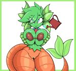 2026 big_breasts biped blue_eyes breasts brown_body clitoris closed_smile clothed clothing digital_drawing_(artwork) digital_media_(artwork) elemental_creature elemental_humanoid eye_through_hair eyebrows eyelashes female flora_fauna flower_necklace freckled_breasts freckled_face freckles front_view genitals green_body green_hair hair hi_res holding_breast huge_hips huge_thighs humanoid kettle leaf mostly_nude mouth_closed multicolored_body not_furry plant plant_humanoid simple_background small_waist smile solo tail thick_thighs thompson-vonjung translucent translucent_hair two_tone_body underwear vulva waloe_(vonjungle) water wide_hips