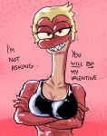  2021 amphibia_(series) amphibian anthro bra breasts cleavage clothed clothing crossed_arms disney female hi_res holidays looking_at_viewer newt salamander_(amphibian) sharp_teeth solo teeth thedarkzircon underwear valentine&#039;s_day yunnan 