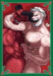  abs absol_(dkqthf) anal arm_around_neck arm_hair bald bara beard border chest_hair christmas completely_nude demon_boy demon_horns facial_hair from_side hat horns interracial large_pectorals leg_hair licking male_focus mature_male mistletoe movie_reference muscular muscular_male navel_hair nipples nude old old_man original santa_claus santa_hat sex short_hair textless thick_thighs thighs tongue tongue_out veins yaoi 