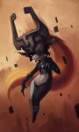  2018 absurd_res anthro biped black_body black_skin breasts clothing english_text featureless_breasts featureless_crotch female green_markings hair hat hat_only headgear headgear_only headwear headwear_only hi_res humanoid imp itswolven long_hair looking_at_viewer markings midair midna mostly_nude multicolored_body multicolored_skin navel nintendo orange_hair red_eyes signature smile solo text the_legend_of_zelda twili twilight_princess video_games white_body white_skin yellow_sclera 